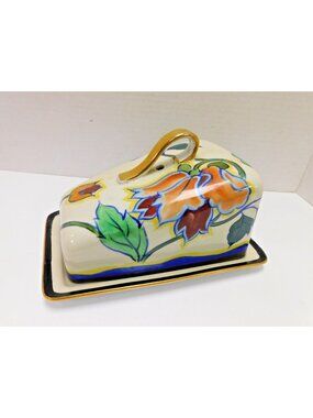Vintage Noritake Covered Cheese Butter Dish Hand Painted RARE***JC423